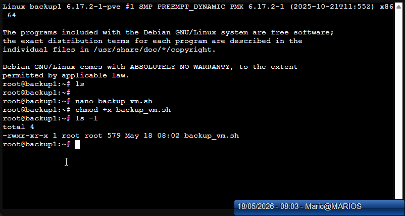 Proxmox GUI backup dialog